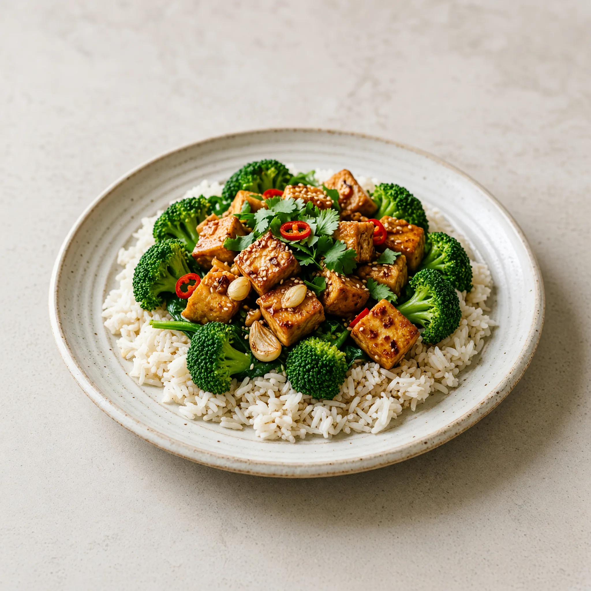 Garlic Tofu and Spinach