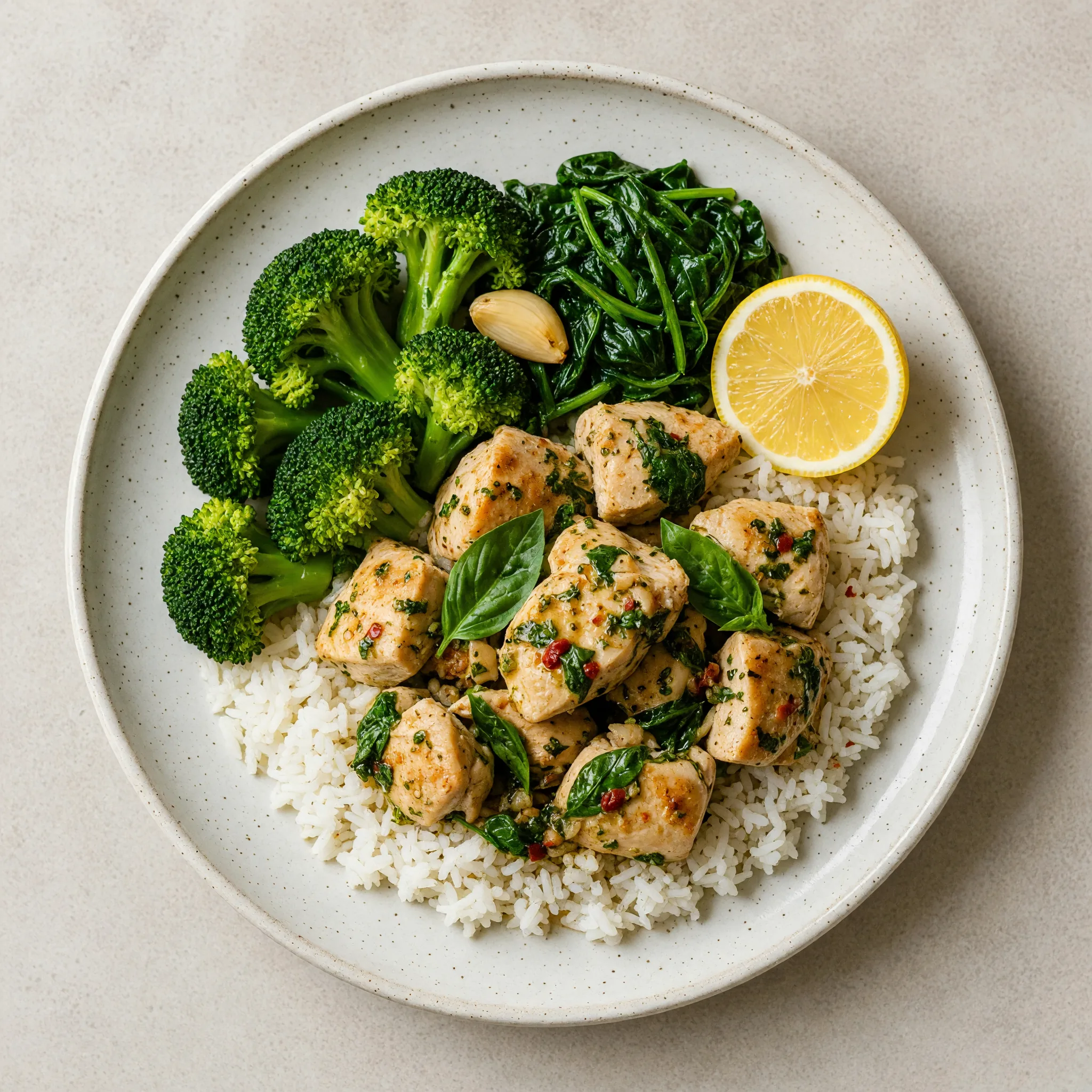 Basil Chicken over Rice