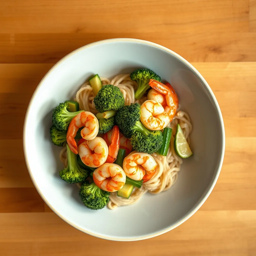 Japanese Miso Shrimp with Broccoli and Zucchini