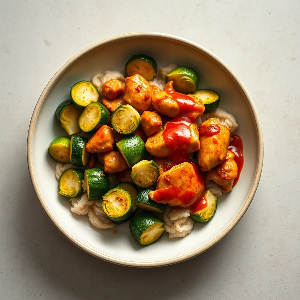 Korean Gochujang Chicken with Brussels Sprouts and Zucchini