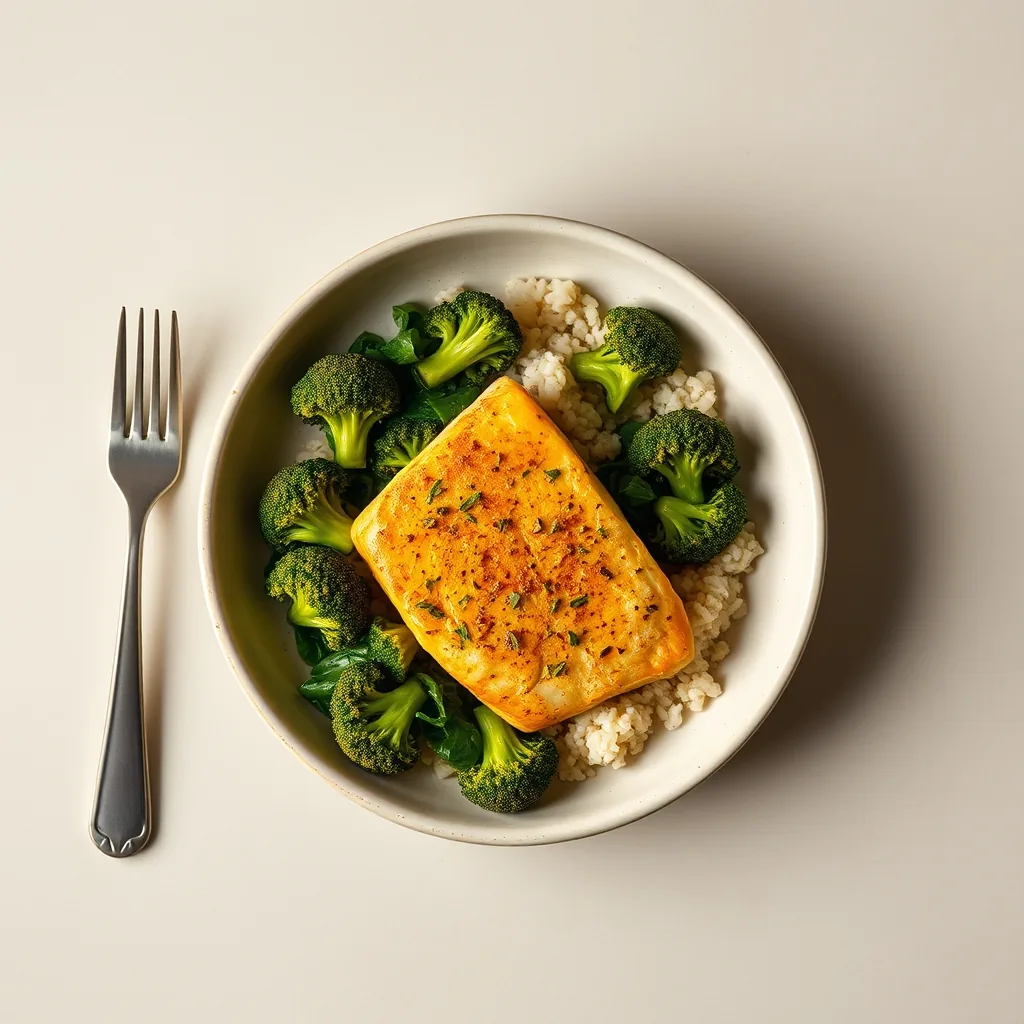 Indian Turmeric Tilapia with Broccoli and Spinach